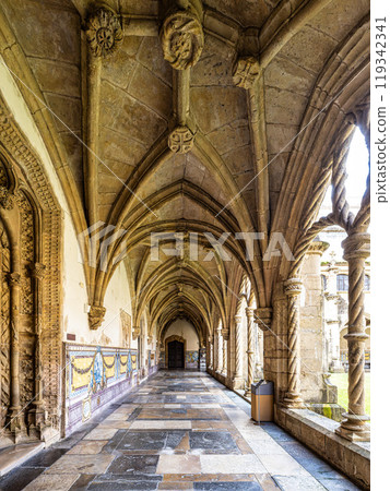 Colonnade of cloister of Santa Cruz Monastery and Church at Coimbra, Portugal 119342341