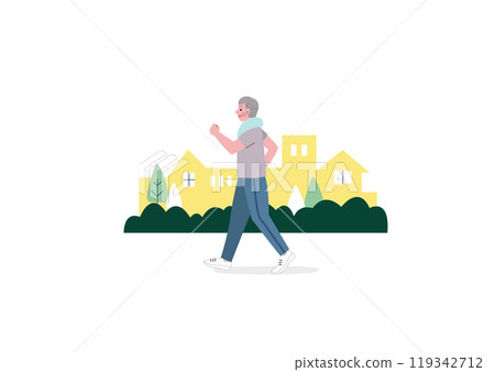 Senior men walking 119342712