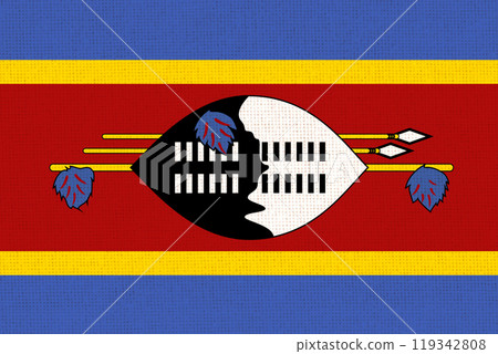 flag of Kingdom of Eswatini. National Swazilandian flag on fabric 119342808