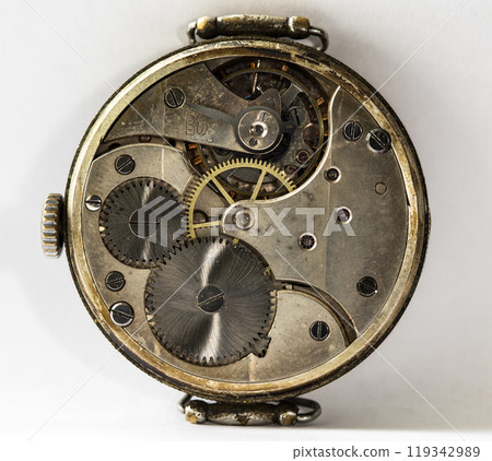 clockwork vintage mechanical watch, high resolution and detail 119342989