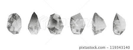 Cube, cylinder, triangle, rhombus with grainy dot texture. Vector illustration Cube, cylinder, triangle, rhombus with grainy dot texture. Vector illustration 119343140