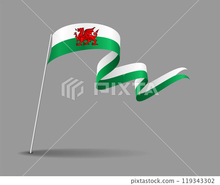Welsh flag wavy background layout. Vector illustration. Welsh flag wavy background layout. Vector illustration. 119343302