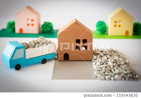 Laying gravel in exterior construction work, controlling weeds with gravel, creating a garden with good drainage using gravel, rain garden 119343620