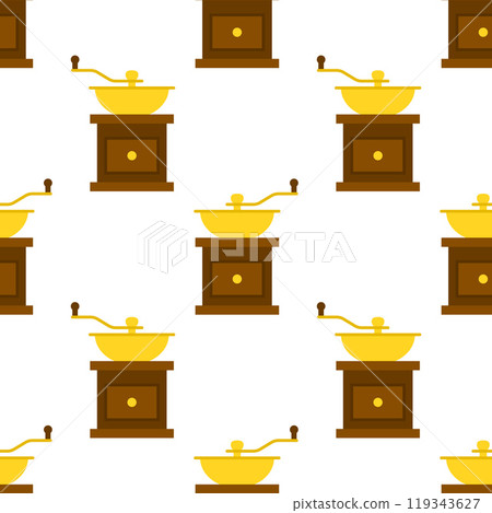 Seamless pattern with coffee grinder. Coffee mill. Seamless pattern with coffee grinder. Coffee mill. 119343627