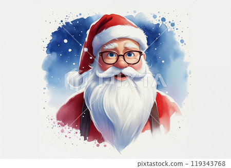 Santa Claus in a red hat and coat with a white gray long beard. Traditional symbol of Christmas, portrait, white background Santa Claus in a red hat and coat with a white gray long beard. Traditional symbol of Christmas, portrait, white background 119343768