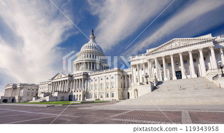 US Capitol in Washington DC with blue sky background, USA 119343958
