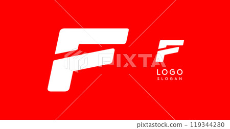 Bold angular letter F, geometric cutouts, minimalist sporty style, dynamic corporate identity, athletic and automotive logo, strong typographic design. Vector typeset Bold angular letter F, geometric cutouts, minimalist sporty style, dynamic corporate identity, athletic and automotive logo, strong typographic design. Vector typeset 119344280