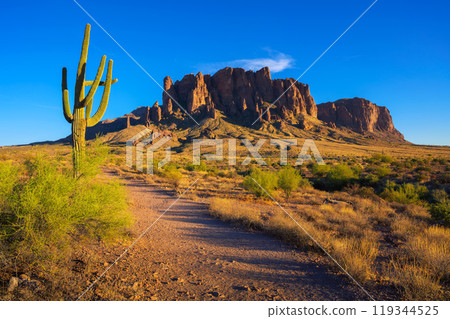 Sunset at Superstition Mountains, Lost Dutchman State Park, Arizona 119344525