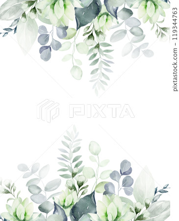 Watercolor seamless gardening tools Pattern with implement and garden tools. Wallpaper with boots, apron and a hat for background or wrapping paper. Backdrop with tackle hobby for textile. 119344763
