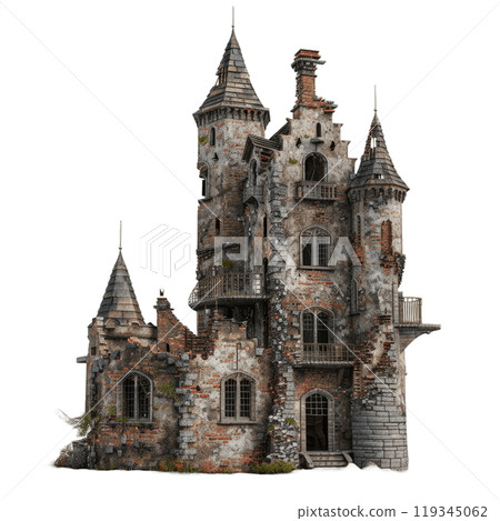Fairy tale gothic castle with towers, ideal for fantasy themes 119345062