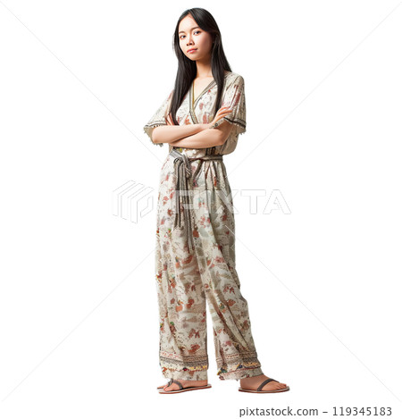 Fulllength portrait of a young woman posing with crossed arms, transparent background 119345183