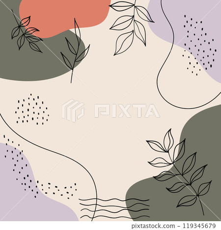Plant contours and abstraction. Black contours of leaves on the background of abstract organic forms. Plant contours and abstraction. Black contours of leaves on the background of abstract organic forms. 119345679