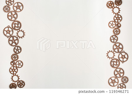 Many gears on a table Many gears on a table 119346271