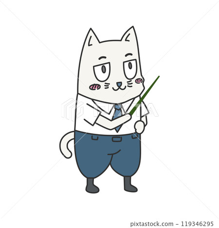 商業動物（貓或狗）的解釋姿勢|剪貼畫 119346295