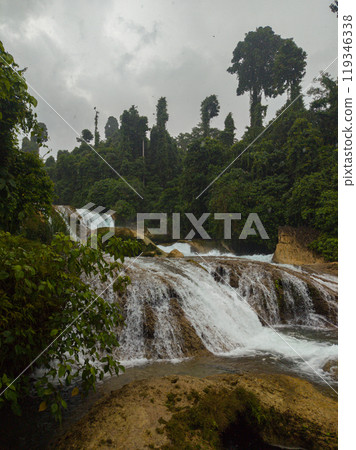 Misty waterfalls in Davao. Aliwagwag Falls. Mindanao, Philippines. 119346338