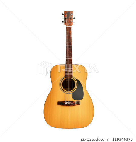 Highquality image of a classic wooden acoustic guitar with a transparent background, ideal for music designs 119346376