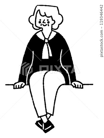 Elderly woman sitting and smiling_2 Elderly woman sitting and smiling_2 119346442