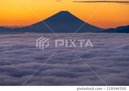 【長野縣】黎明時分的富士山和雲海,秋天的高博奇高原 【長野縣】黎明時分的富士山和雲海,秋天的高博奇高原 119346508