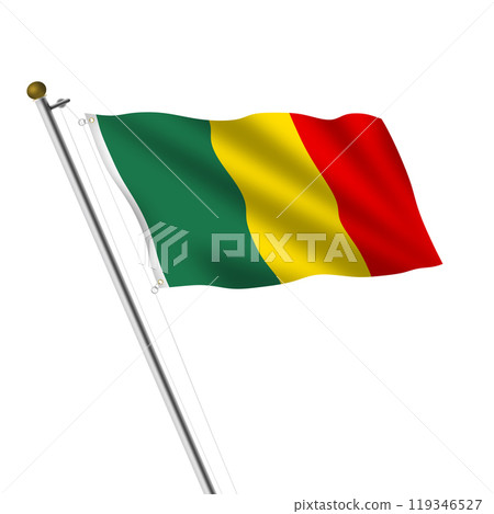 Mali flagpole 3d illustration on white with clipping path 119346527