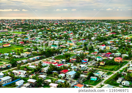 Aerial view of Georgetown, the capital of Guyana in South America 119346971