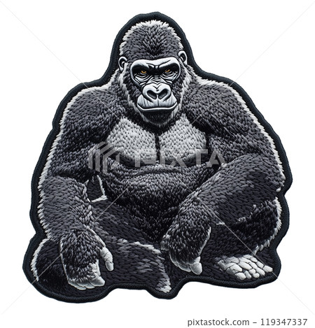 Embroidered patch depicting a powerful gorilla Embroidered patch depicting a powerful gorilla 119347337