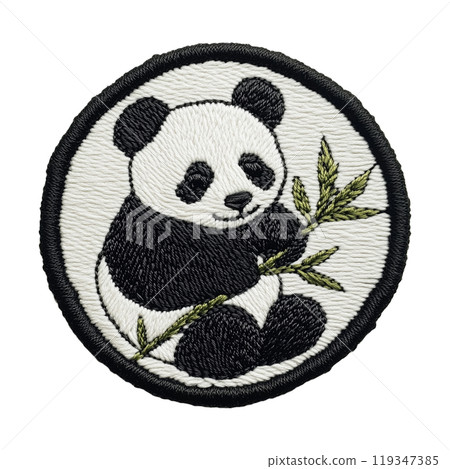 描繪熊貓的刺繡貼片 119347385
