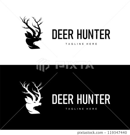 simple black silhouette deer logo vintage design deer forest animal hunter simple black silhouette deer logo vintage design deer forest animal hunter 119347440