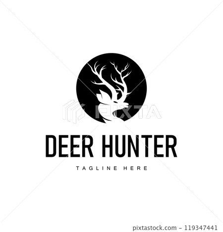 simple black silhouette deer logo vintage design deer forest animal hunter simple black silhouette deer logo vintage design deer forest animal hunter 119347441