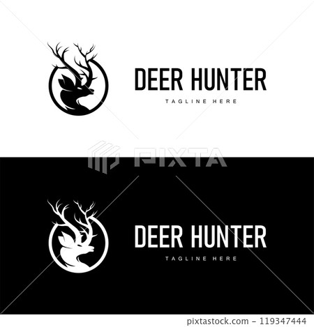 simple black silhouette deer logo vintage design deer forest animal hunter simple black silhouette deer logo vintage design deer forest animal hunter 119347444