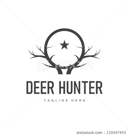 simple black silhouette deer logo vintage design deer forest animal hunter simple black silhouette deer logo vintage design deer forest animal hunter 119347455