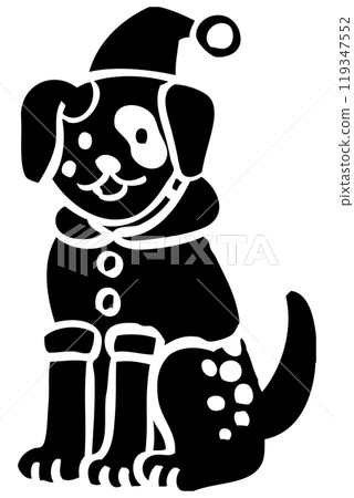Vector illustration of a Dalmatian in costume in print style Vector illustration of a Dalmatian in costume in print style 119347552