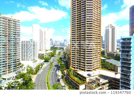 從高層欣賞夏威夷威基基的城市景觀 119347760