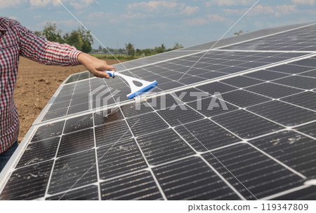 Eco-Friendly Farming. Keeping Solar Panels Clean for Groundwater Pumps. 119347809