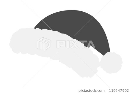 Santa Claus hat with fur and bubo in minimalistic grayscale. Christmas or New Year design element 119347902