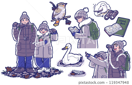 父母與孩子觀鳥插畫集 父母與孩子觀鳥插畫集 119347948