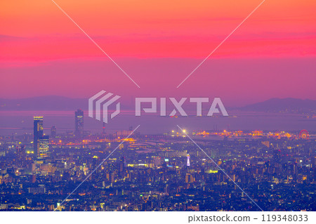 大阪的黃昏天空和夜景 大阪的黃昏天空和夜景 119348033