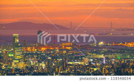 大阪的日落和夜景 119348034