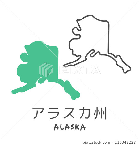 Simple map of the US state of Alaska illustration 119348228