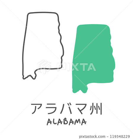 Simple map of the US state of Alabama illustration 119348229