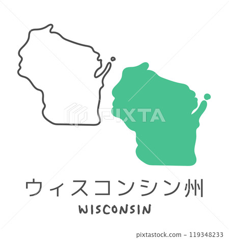 美國威斯康辛州的簡單地圖插圖 119348233
