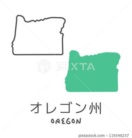 Simple map of the US state of Oregon illustration 119348237