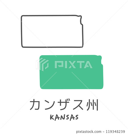 Simple map of the US state of Kansas Illustration 119348239
