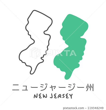 Simple map of the US state of New Jersey - illustration Simple map of the US state of New Jersey - illustration 119348249