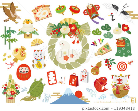 一套可愛的新年幸運符 119348418