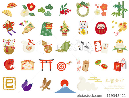 A simple and cute New Year's material set for the Year of the Snake 119348421