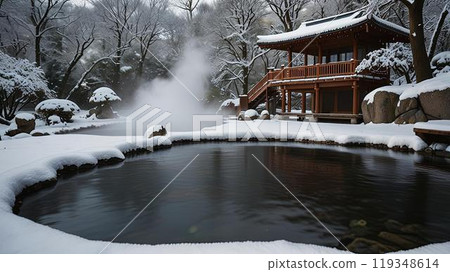 日式庭園/雪景 119348614