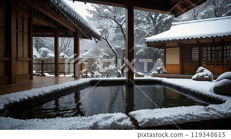 日式庭園/雪景 119348615