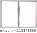 Spiral binder notebook, journal mockup template with white paper. blank notepad planner mock-up. notebook with a closed empty and open sheet  119348630