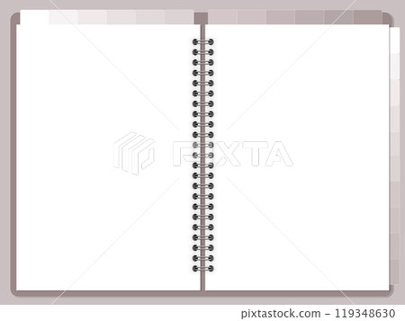 Spiral binder notebook, journal mockup template with white paper. blank notepad planner mock-up. notebook with a closed empty and open sheet Spiral binder notebook, journal mockup template with white paper. blank notepad planner mock-up. notebook with a closed empty and open sheet 119348630