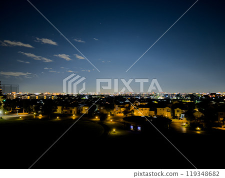 Night view of a residential area. Nagata Park. Night view of a residential area. Nagata Park. 119348682